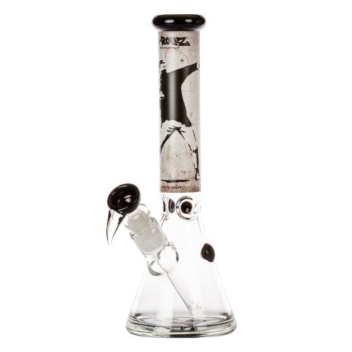 G-Rollz Banksy's Graffiti 'Flower Thrower' - Beaker Percolator Bong White