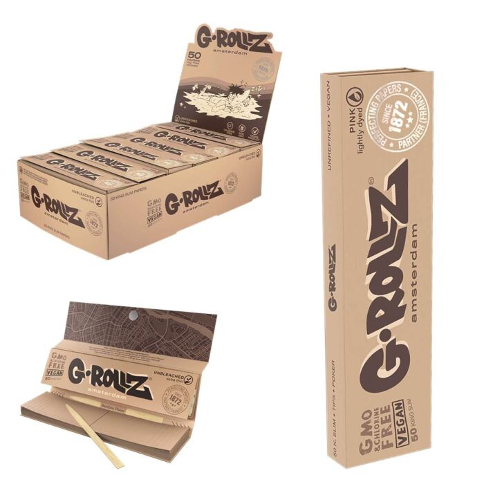 G-Rollz KS Unbleached Extra Thin Rolling Papers + Tips