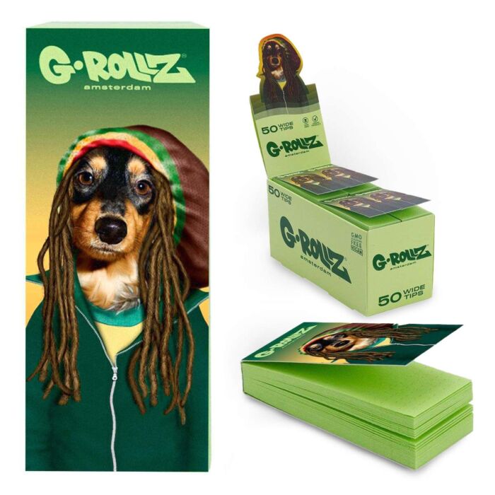 G-Rollz | Pets Reggae Green Perforated  Filter Tips 2,5 X 6cm 50 Tips - Image 2